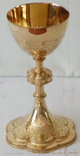 Solid silver gilt antique French Gothic Chalice.